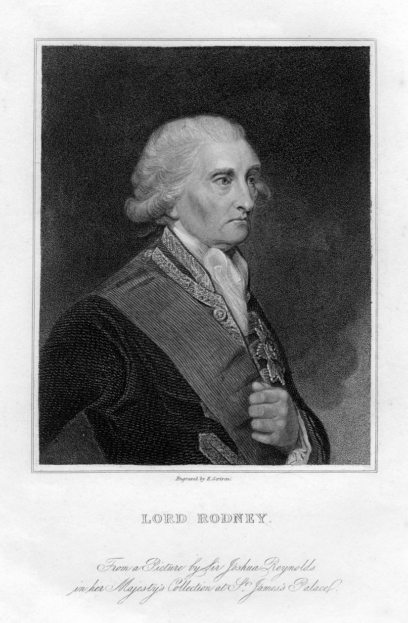 Amiral George Brydges Rodney 1719-1792, 1:e baron Rodney, 1800-talet. av E. Scriven
