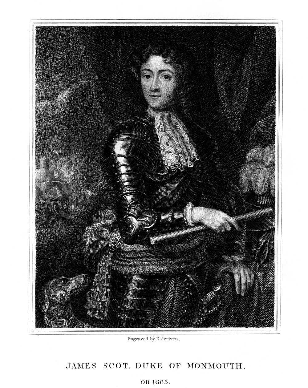 James Scott, 1:e hertig av Monmouth, erkänd av vissa som James II av England, 1826. av E. Scriven