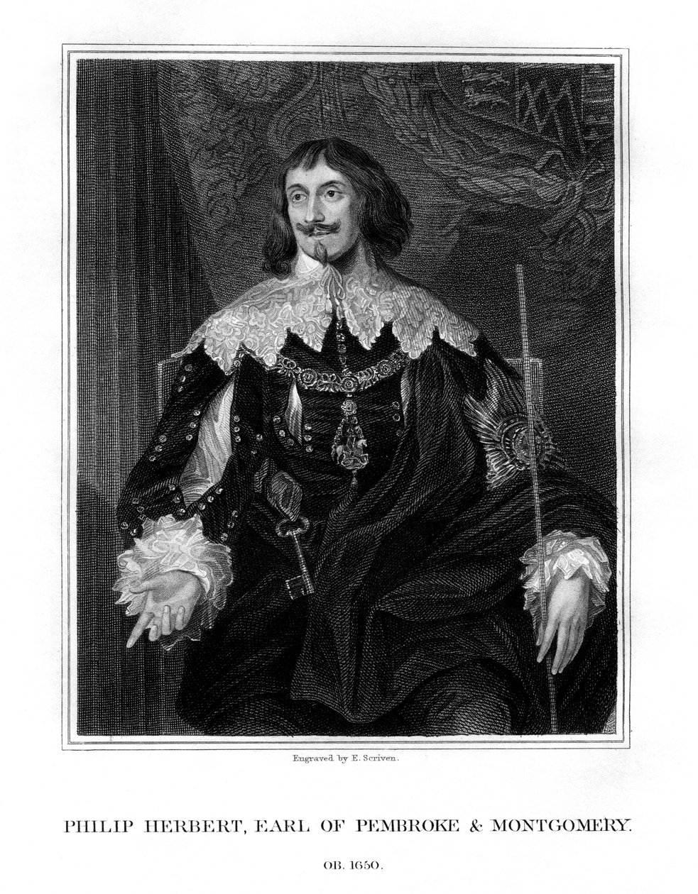 Philip Herbert, 4:e earlen av Pembroke, hovman och politiker, 1828. av E. Scriven