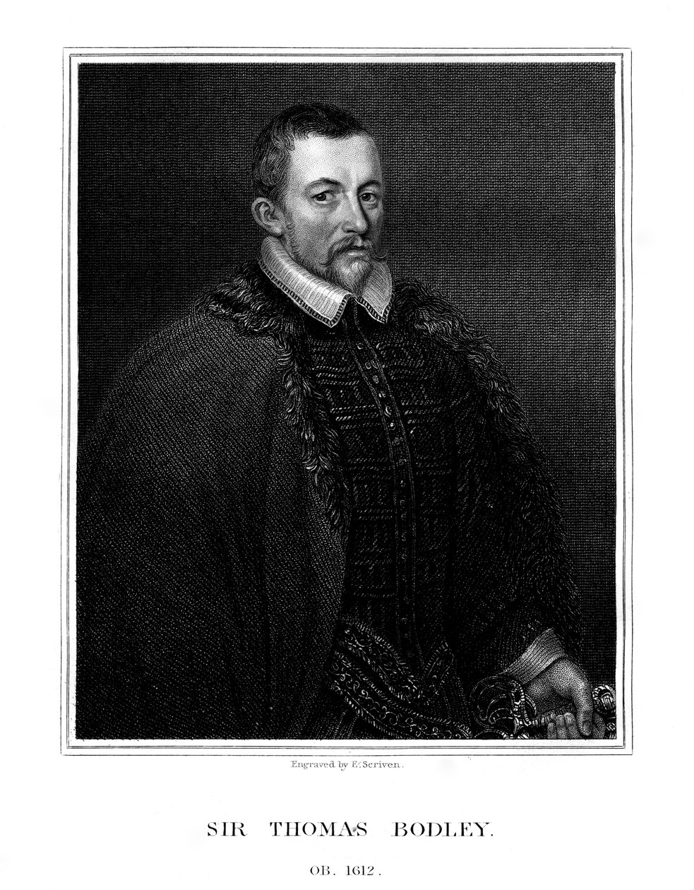 Sir Thomas Bodley, engelsk grundare av Bodleian Library, 1823 av E. Scriven