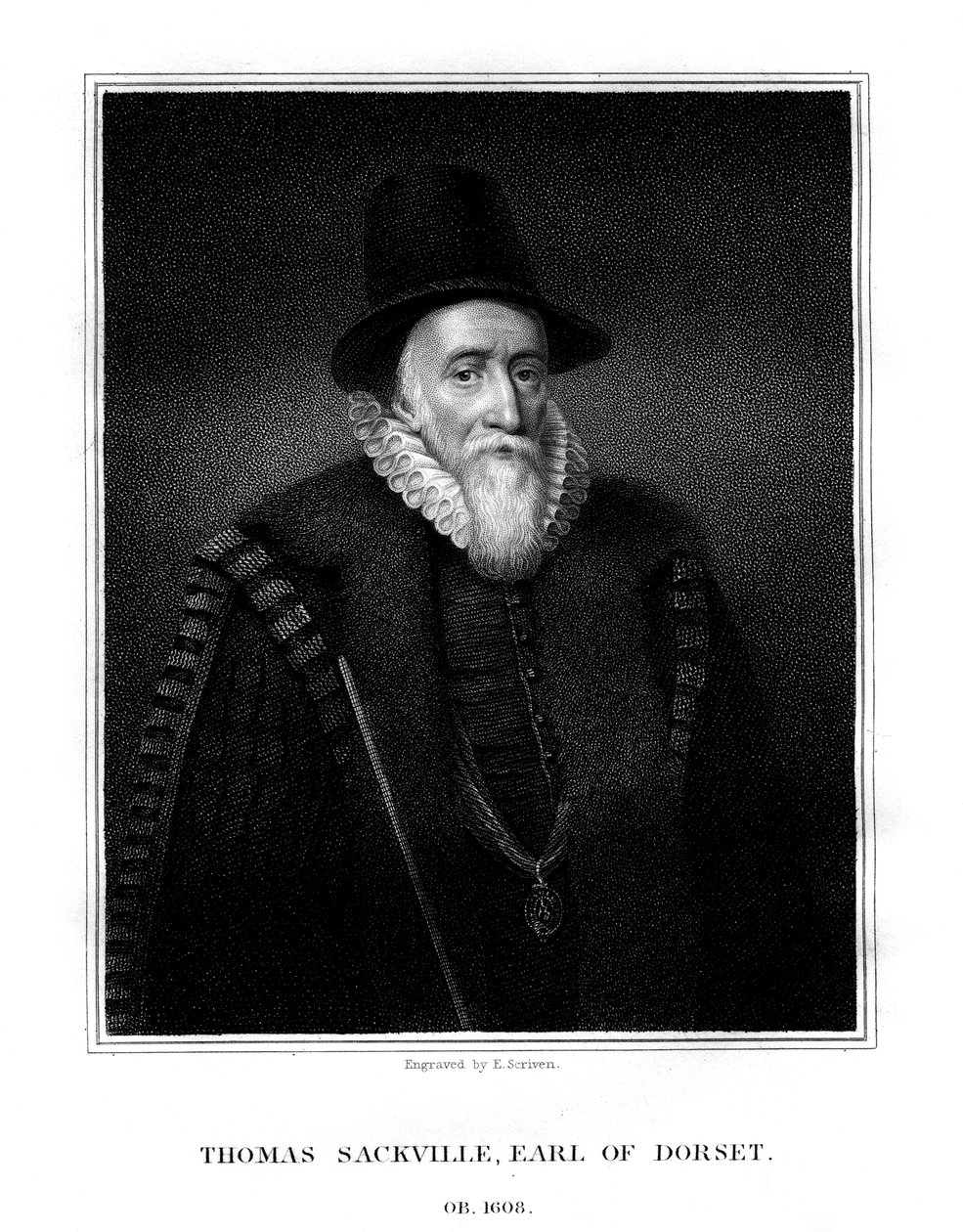 Thomas Sackville, 1:e jarl av Dorset, engelsk statsman och poet, 1824. av E. Scriven