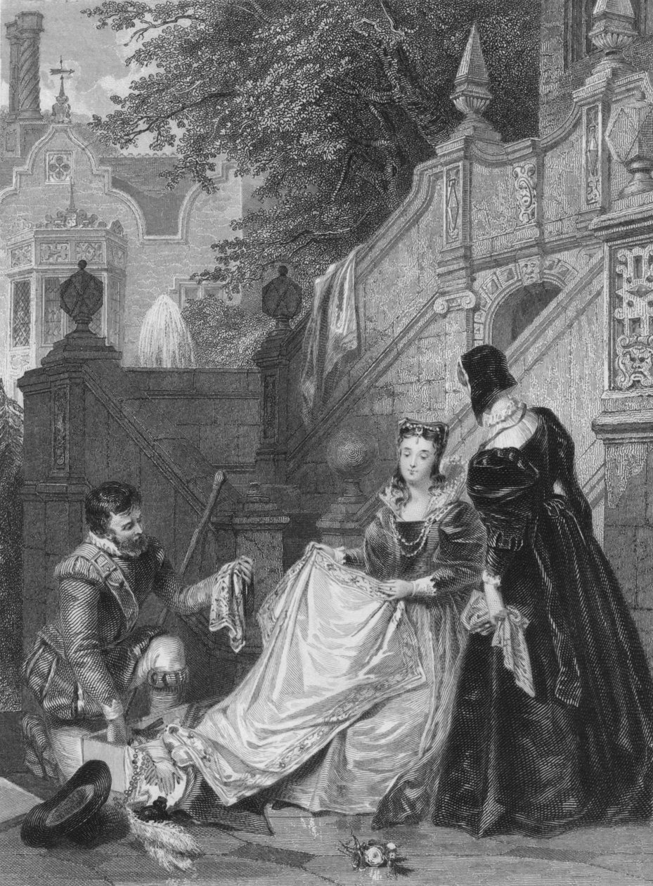 Scen från Sir Walter Scotts Kenilworth. Wayland, Amy Robsart & Janet, 1834. av E. Smith