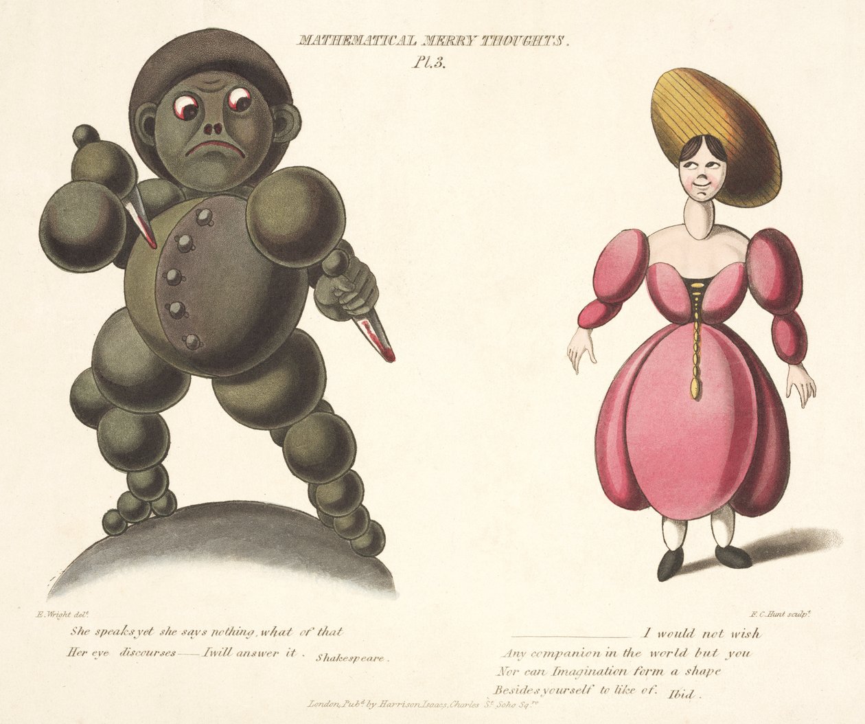 Pl.3 från Mathematical Merry Thoughts, graverad av F.C. Hunt, ca 1820-30 av E. after Wright