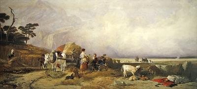 Harvest in the Highlands (akvarell på papper) av E. and Callcott A. W. Landseer