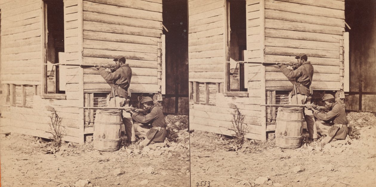 "Colored pickets on duty near Dutch Gap", 1864. av E. and H.T. Anthony