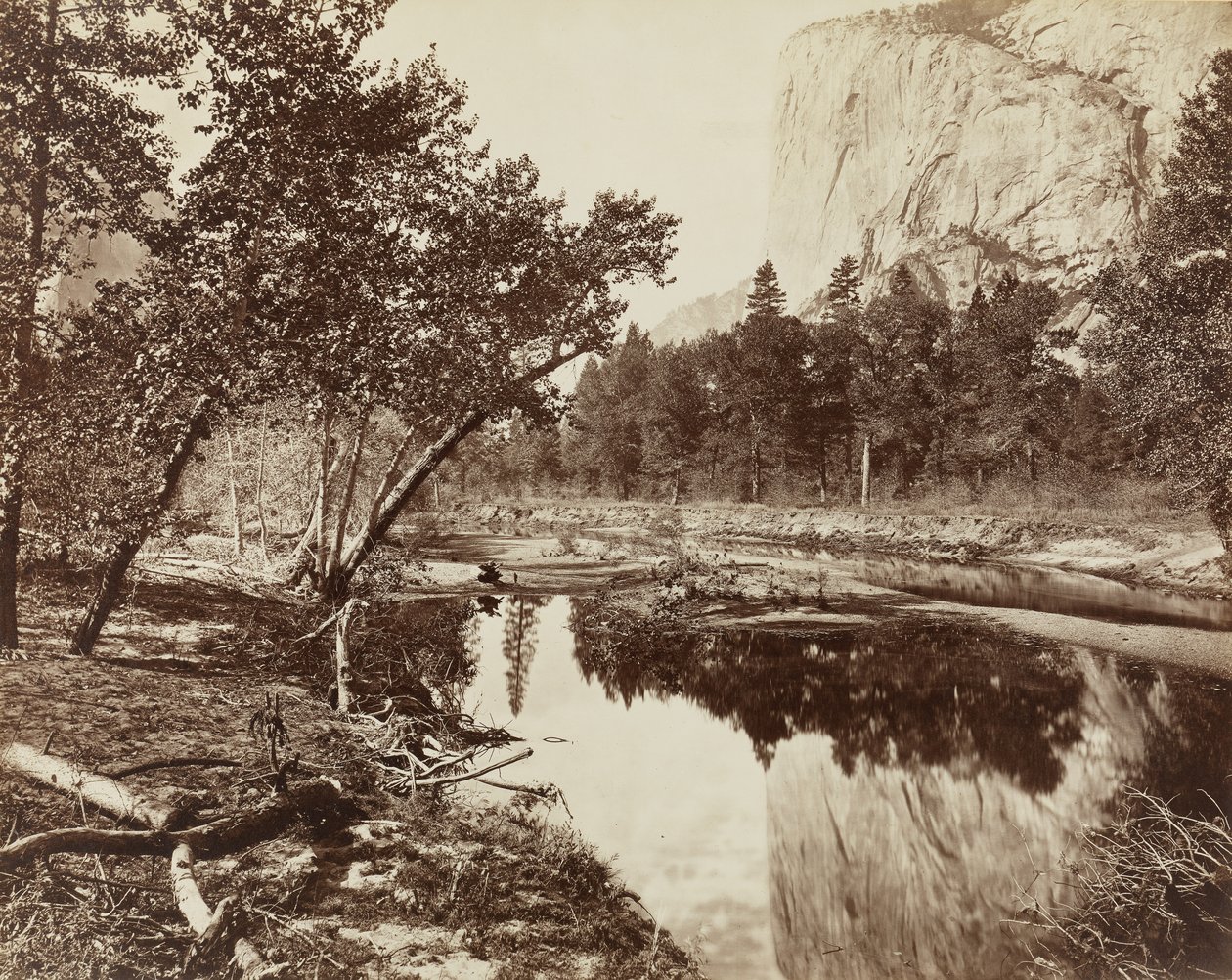 Cottonwood Bend, Valley of the Yosemite, 1872 (albumintryck av mammuttallrikar) av Eadweard Muybridge