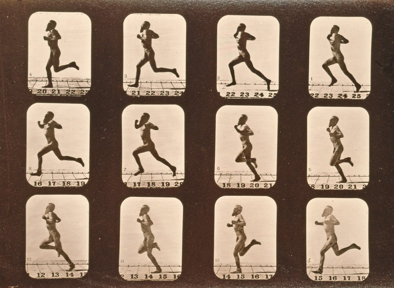 Bildsekvens av idrottare. Running, 
