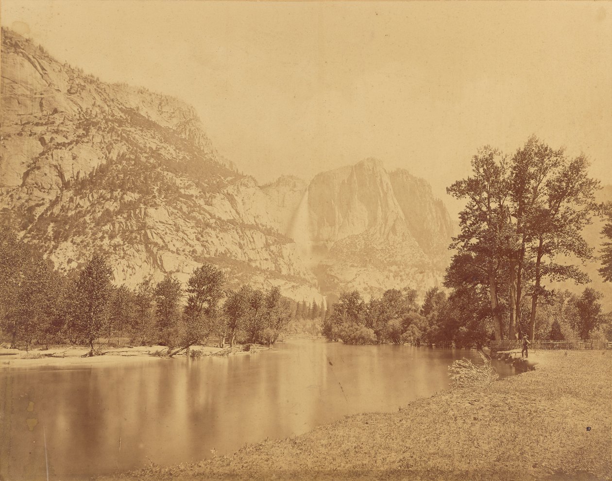 Yosemites vattenfall. (Stor Grizzlybjörn.) 2600 fot fall. av Eadweard J. Muybridge