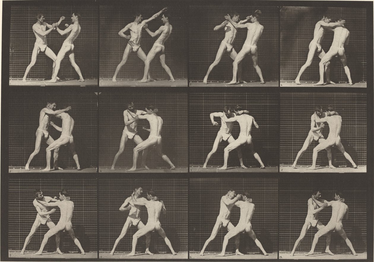 Plåtnummer 340. Boxning, öppna handskor, 1887. av Eadweard Muybridge