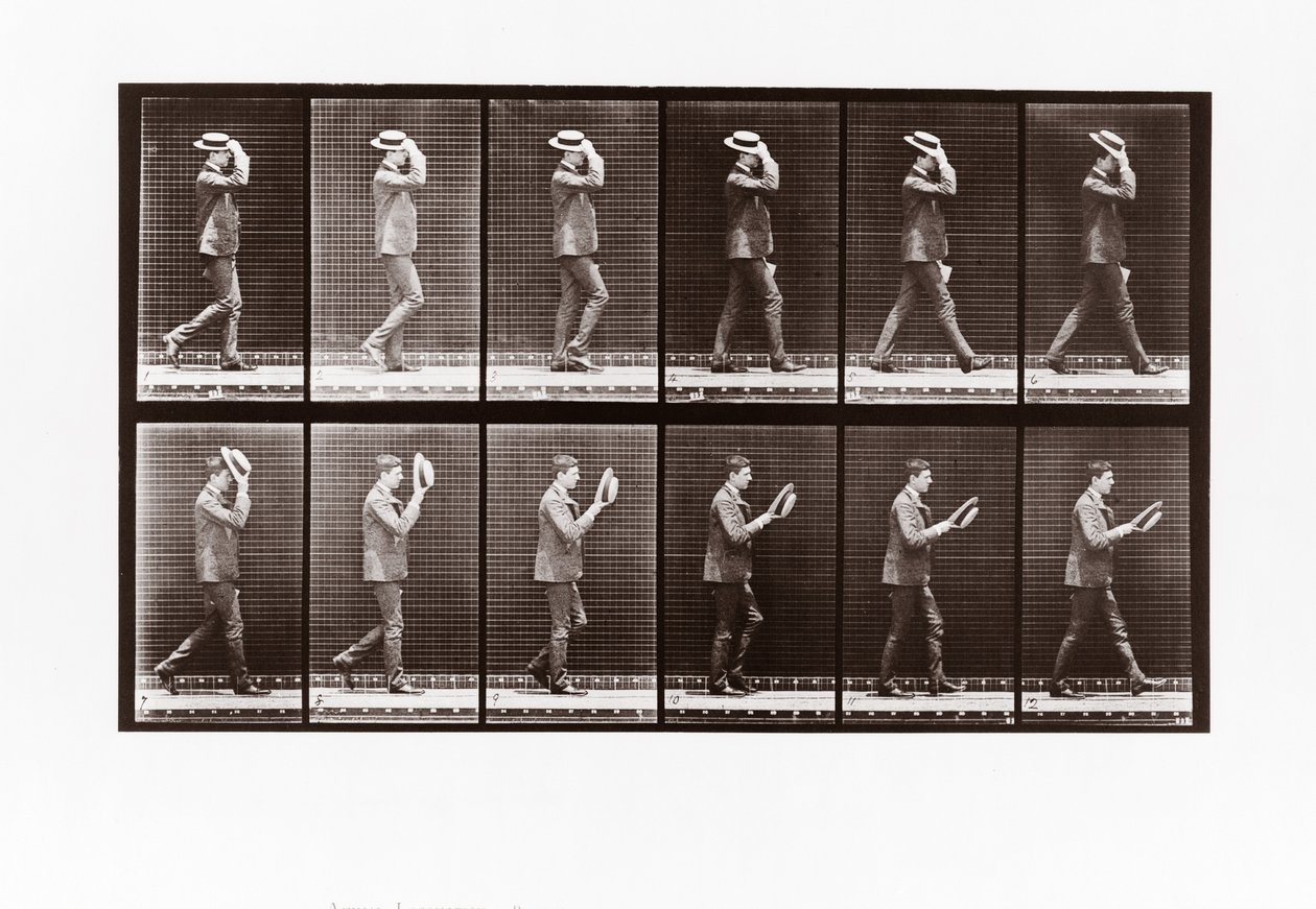 Man lägger av sin båtfarare, skylt 44 från Animal Locomotion, 1887 av Eadweard Muybridge