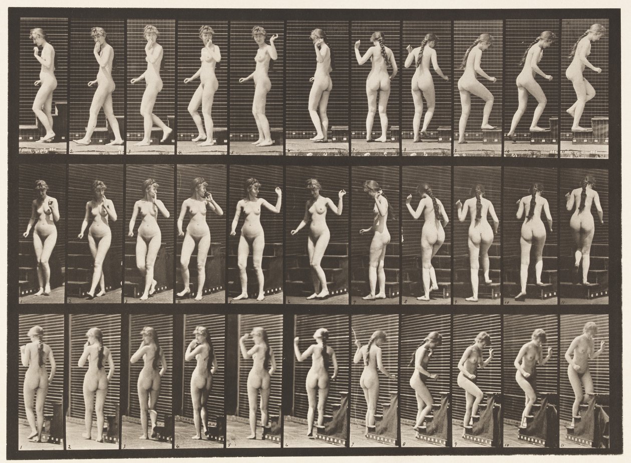 Tavla 101. Svängande och stigande trappor, viftande hand, 1872-1885 av Eadweard Muybridge
