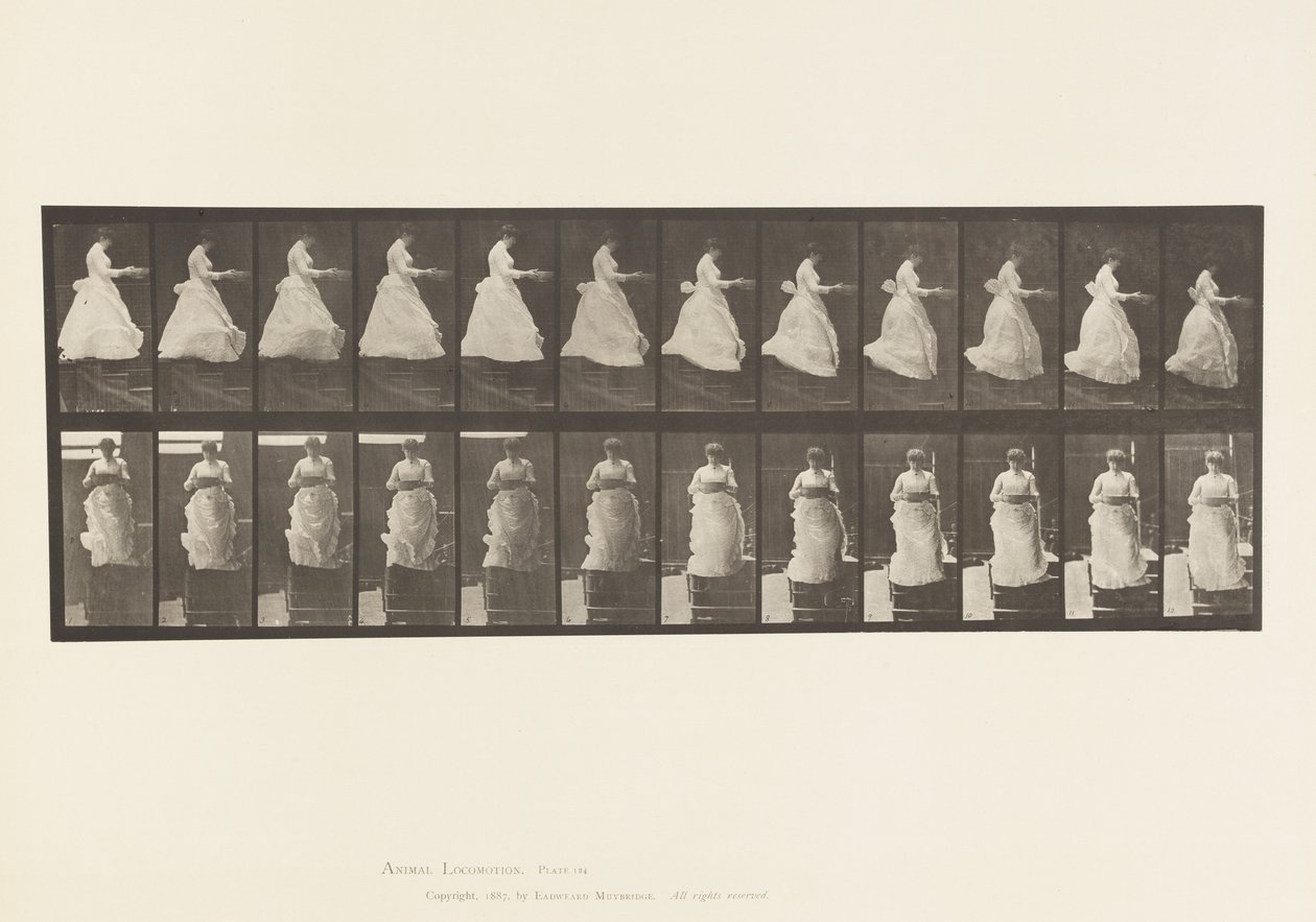 Tavla 134. Nedåtgående trappa, med handfat i händerna av Eadweard Muybridge