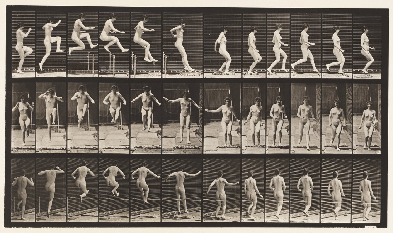 Plåt 155. Hoppning, löpning, rakt höjdhopp av Eadweard Muybridge