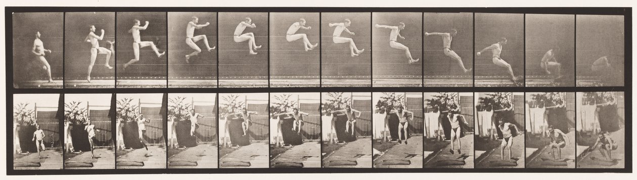 Tallrik 159. Hoppning; Löpa brett hopp (skor) av Eadweard Muybridge