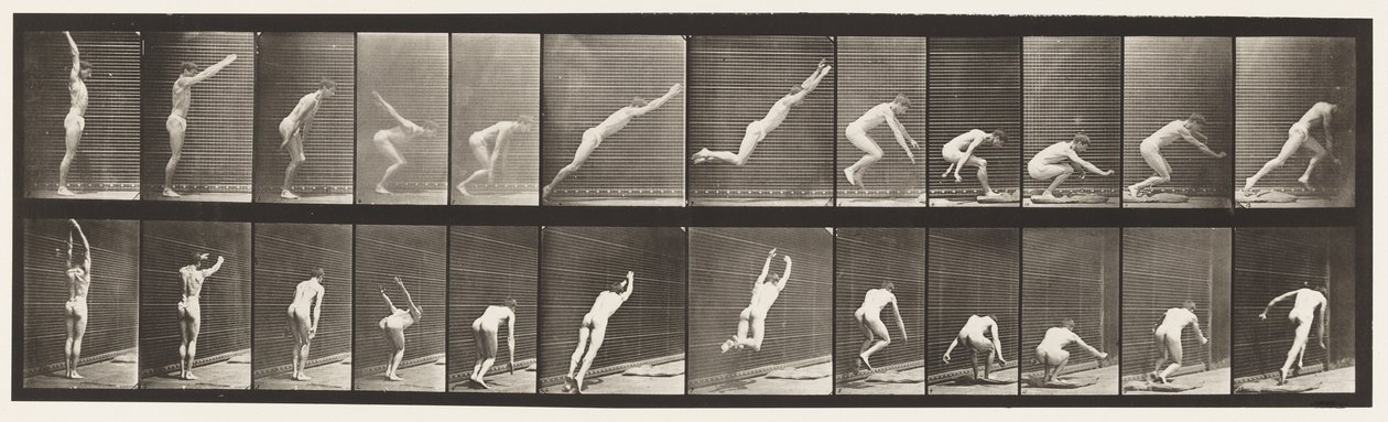 Plåt 162. Hoppning; Stående breddhopp av Eadweard Muybridge