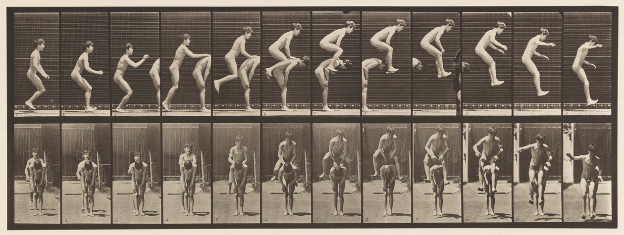 Plåt 168. Hoppning; Över pojkens rygg (Leap Frog) av Eadweard Muybridge