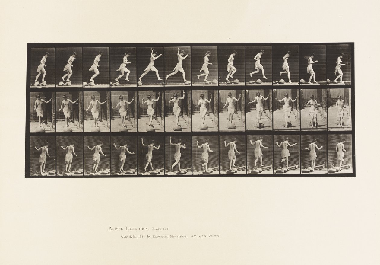 Plåt 170. Från sten till sten över en bäck, 1885 av Eadweard Muybridge