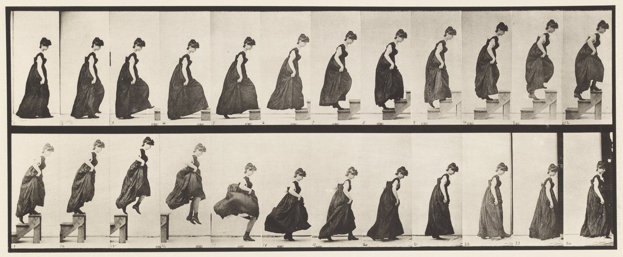 Plåt 173. Stigande steg och hoppar av, 1885 av Eadweard Muybridge
