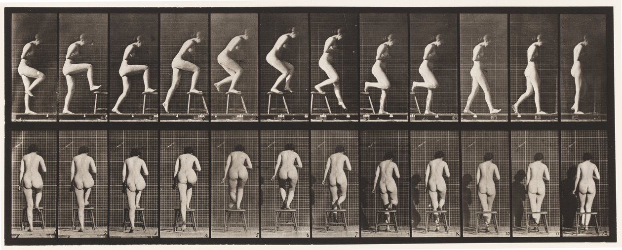 Tallrik 180. Att kliva på och över en stol av Eadweard Muybridge