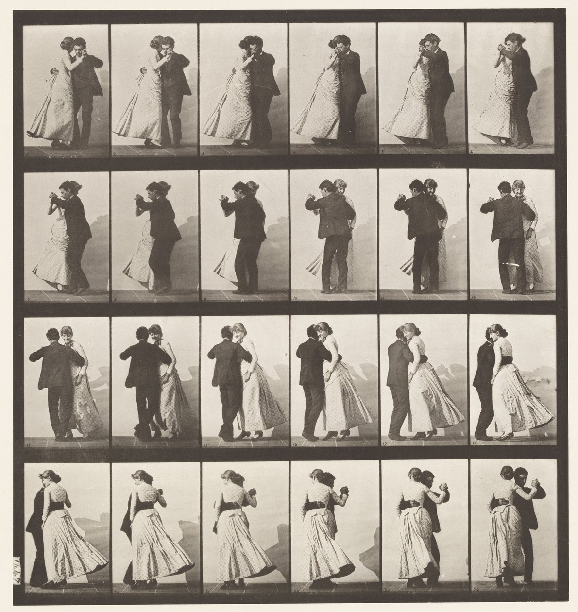 Tallrik 197. Dansvals, två modeller av Eadweard Muybridge