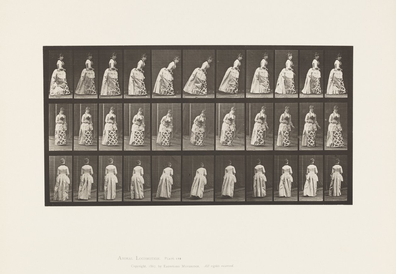Plåt 198.Courtseying, 1885 av Eadweard Muybridge