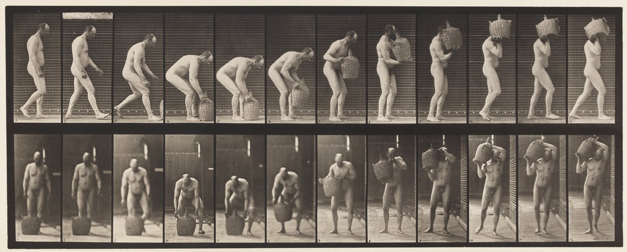 Platta 218. Lutande och lyftande hel Demijohn till axeln av Eadweard Muybridge
