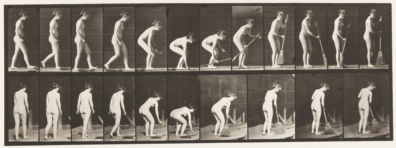 Tallrik 219. Böja och lyfta kvast och sopa av Eadweard Muybridge