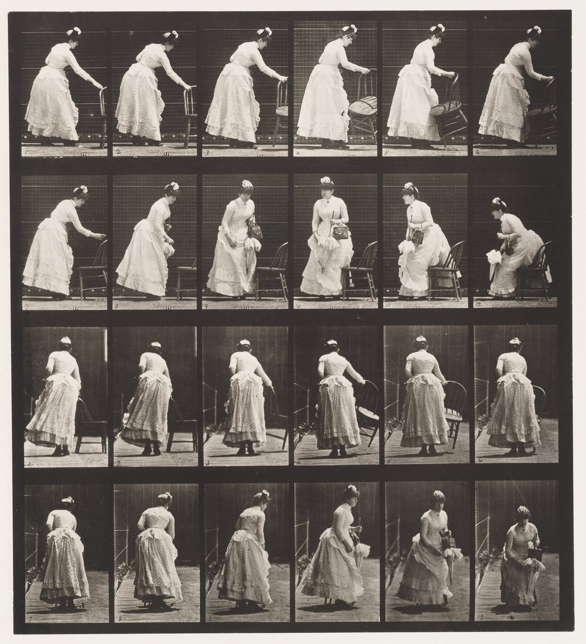Tavla 243.Placera stol, sitta och flirta en fläkt av Eadweard Muybridge
