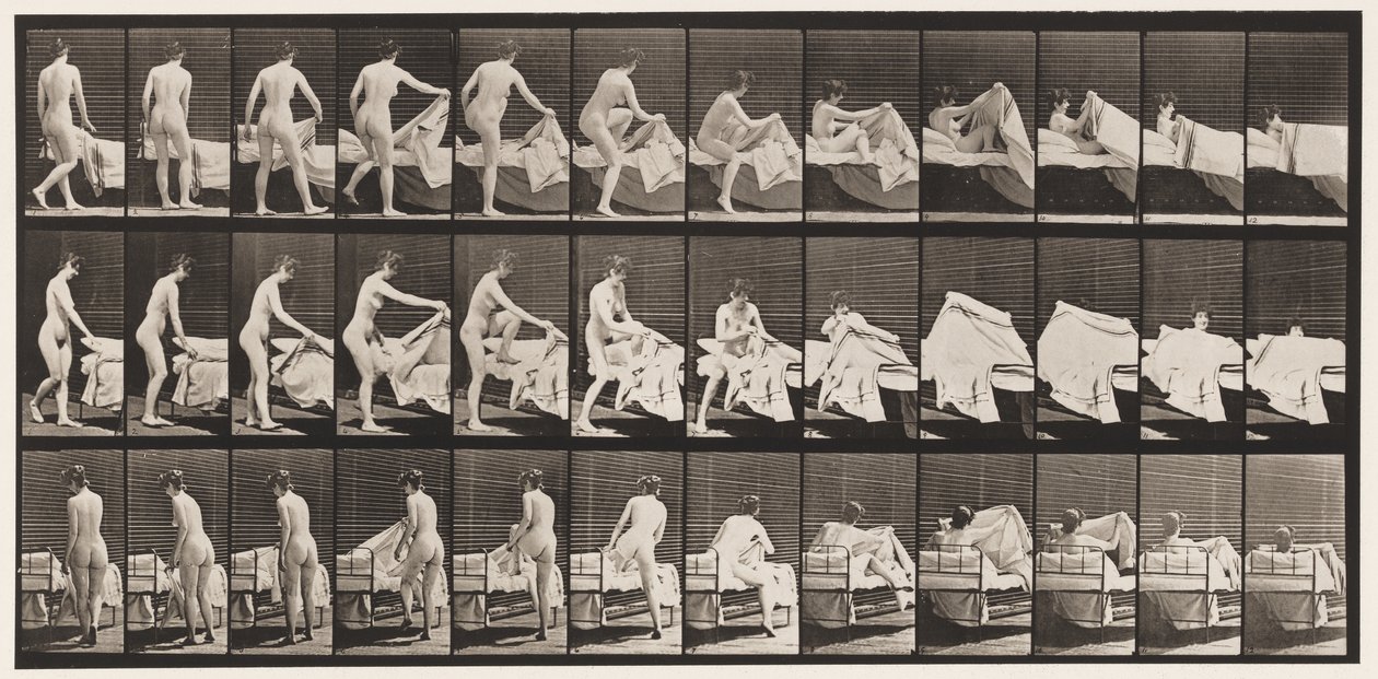Tallrik 263. Att komma i säng av Eadweard Muybridge