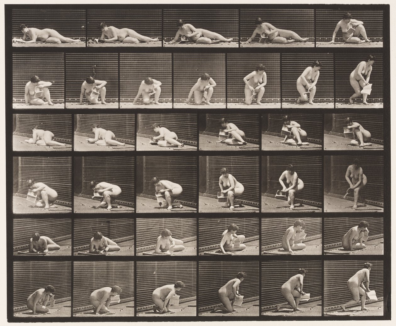 Plåt 270. Uppstår från marken med broschyr i vänster hand av Eadweard Muybridge