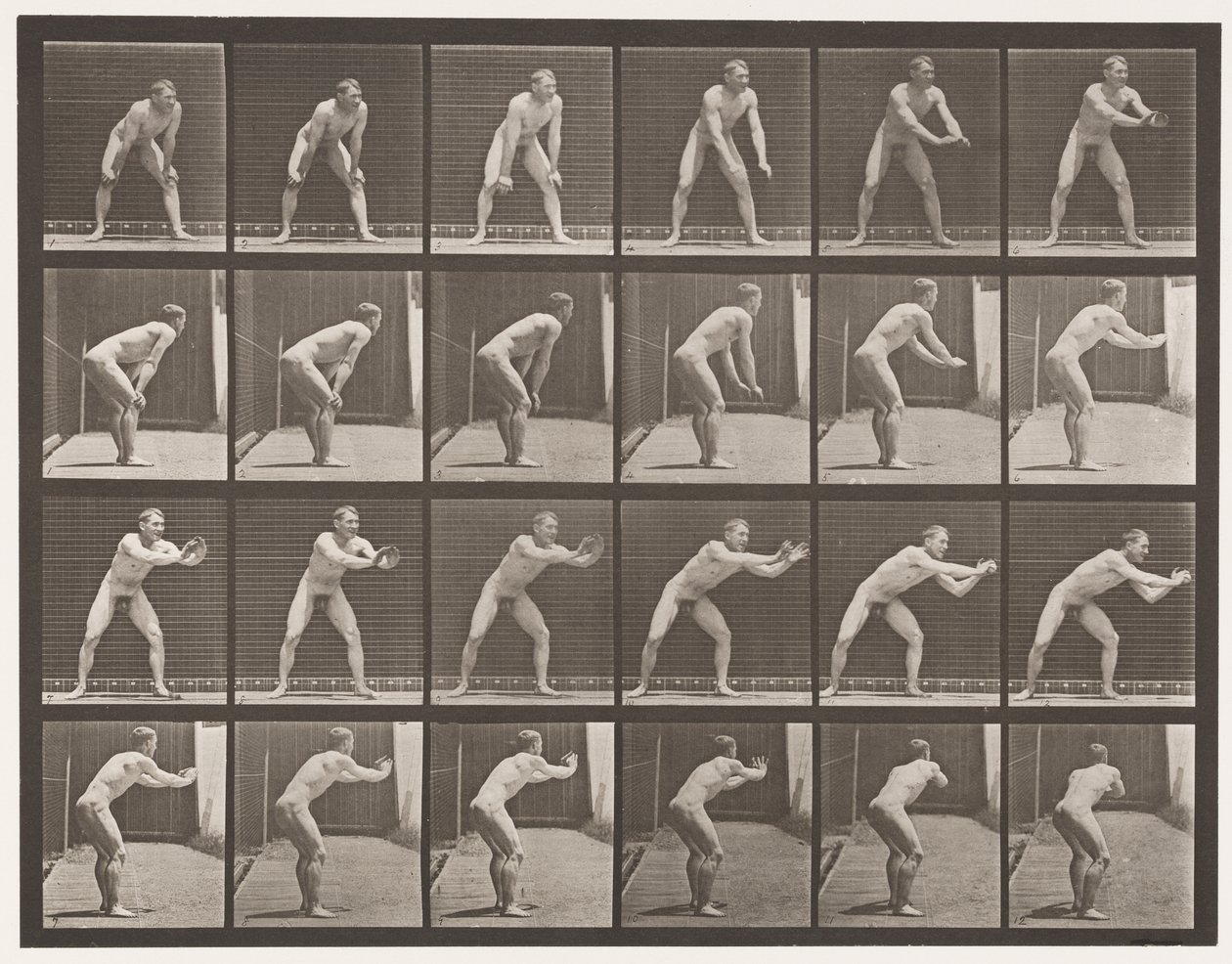 Tallrik 280.Base-ball; Fångst, 1885 av Eadweard Muybridge