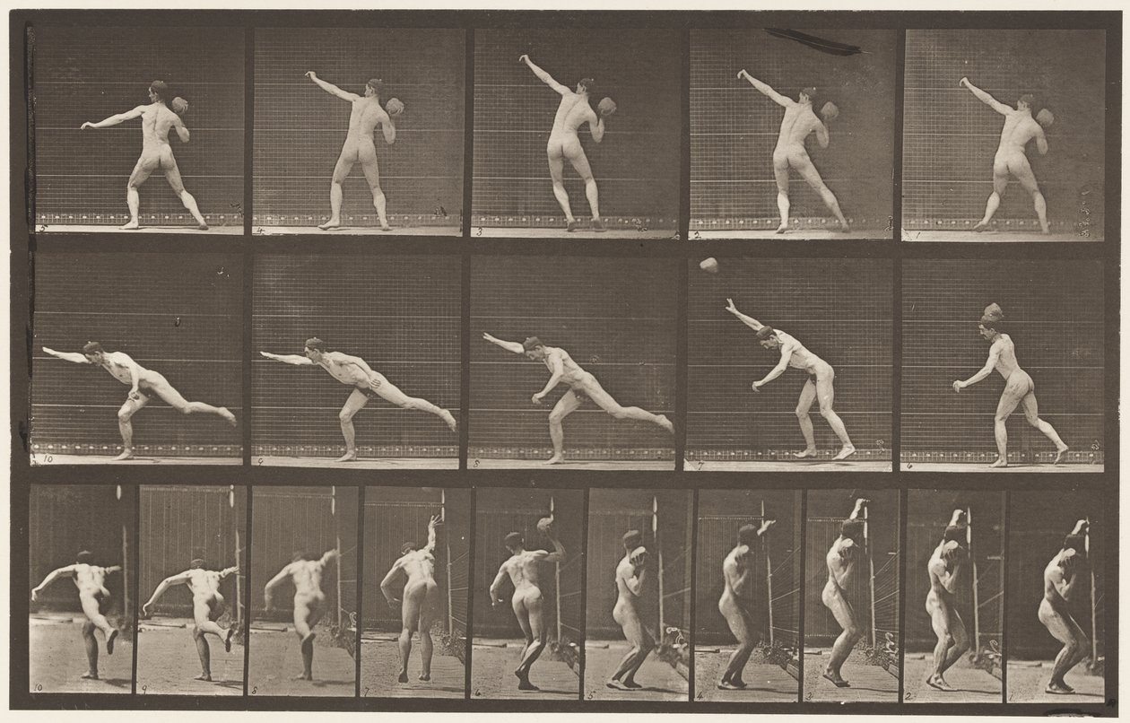 Plåt 313. Heaving a 20-lb Rock, 1885 av Eadweard Muybridge