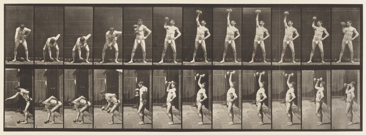 Plåt 320. Lyfta en 50 lb hantel av Eadweard Muybridge
