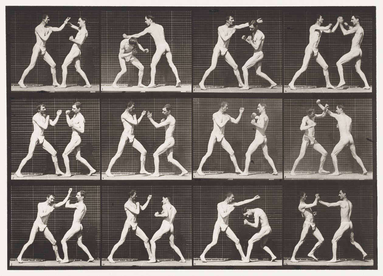 Tallrik 336. Boxning; Öppen hand (skor) av Eadweard Muybridge