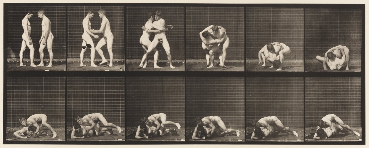 Plåt 345. Wrestling, Lock, 1885 av Eadweard Muybridge