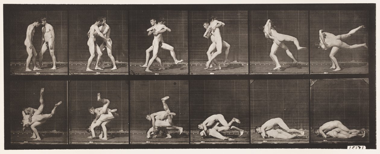 Plåt 347. Wrestling, grekisk-romersk, 1885 av Eadweard Muybridge