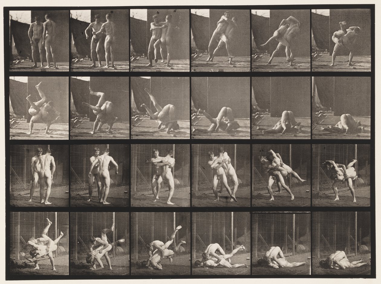Plåt 348. Wrestling, grekisk-romersk, 1885 av Eadweard Muybridge