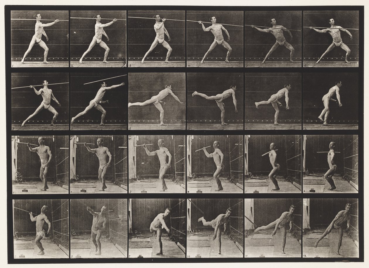 Plåt 361. Att kasta ett spjut, 1872-1885 av Eadweard Muybridge