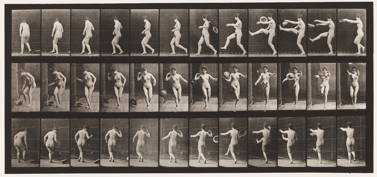 Plåt 367. Kicking A Hat, 1872-1885 av Eadweard Muybridge