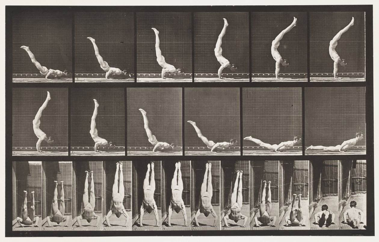 Plåt 372. Akrobat, horisontellt tryck upp av Eadweard Muybridge