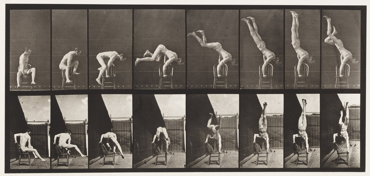 Plåt 373. Akrobat, tryck upp från stolen av Eadweard Muybridge