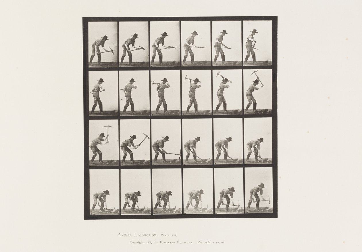 Tallrik 386. Gruvarbetare med en hacka av Eadweard Muybridge