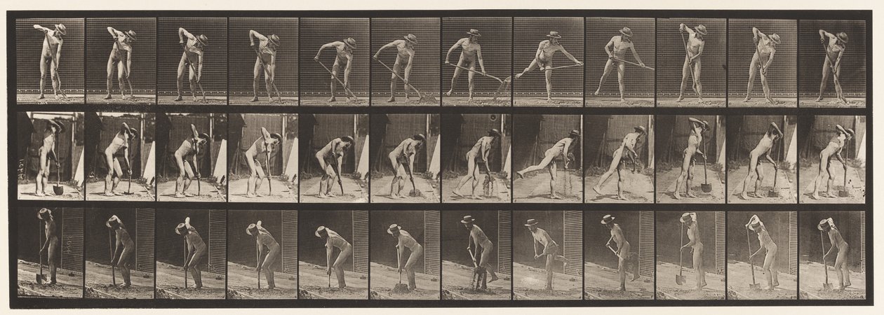 Tallrik 387. Bonde, med långskaftad spade av Eadweard Muybridge