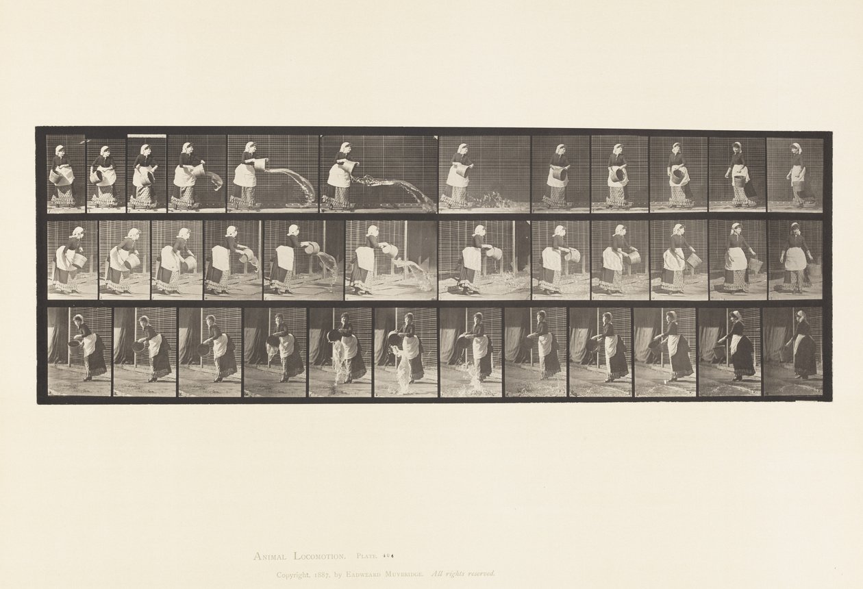Tallrik 404. Tömningshink med vatten, 1885 av Eadweard Muybridge