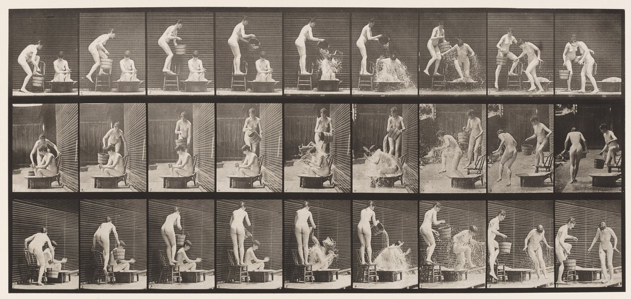 Skylt 408. Två modeller av Eadweard Muybridge