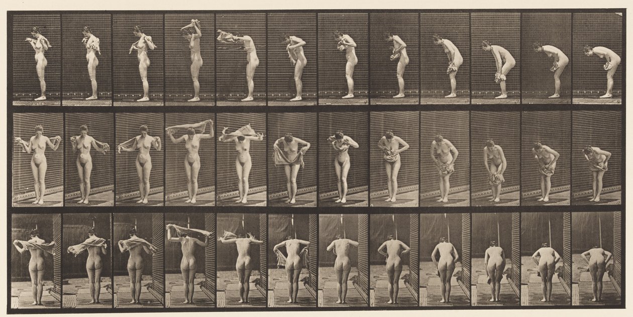 Tallrik 414. Torkkropp med handduk av Eadweard Muybridge
