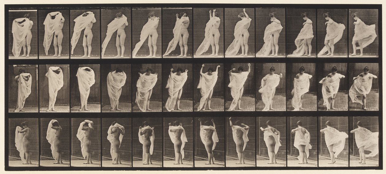 Tallrik 416. Toalett, påklädning av Eadweard Muybridge
