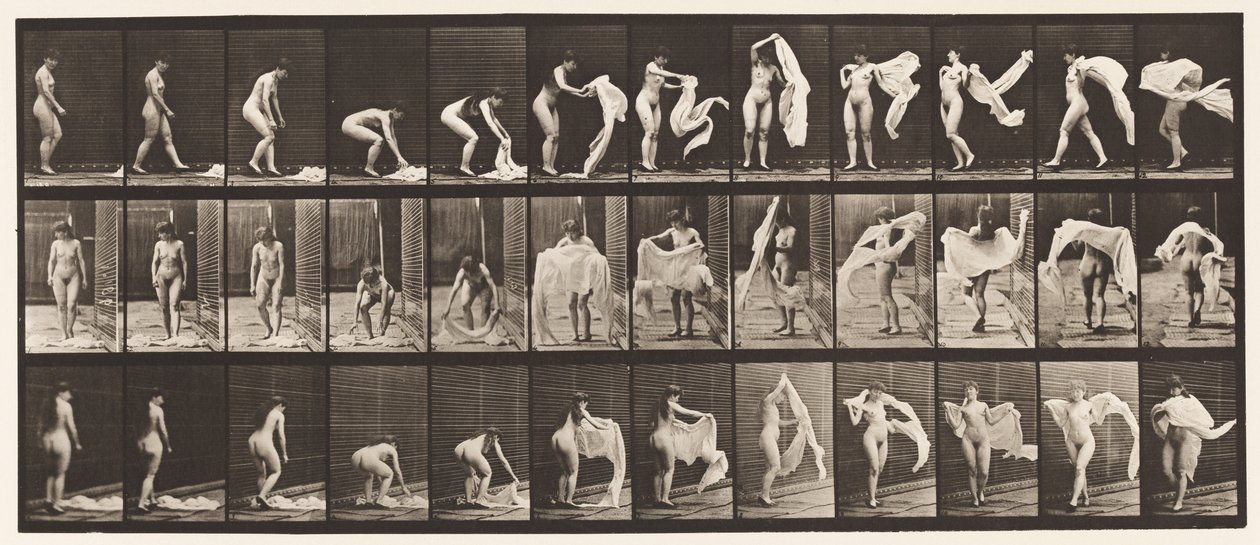 Tallrik 419. Toalett, Böjda, Kasta om axlarna av Eadweard Muybridge