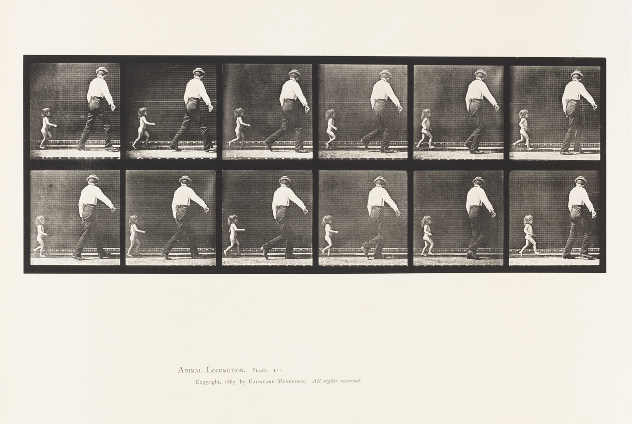 Plåt 470. Barn 20N, Springer efter en man av Eadweard Muybridge