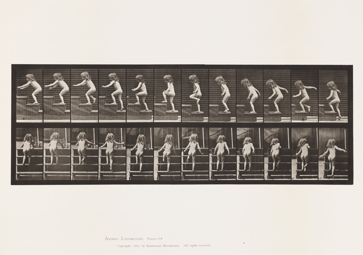 Tallrik 473. Barn, Går på övervåningen av Eadweard Muybridge